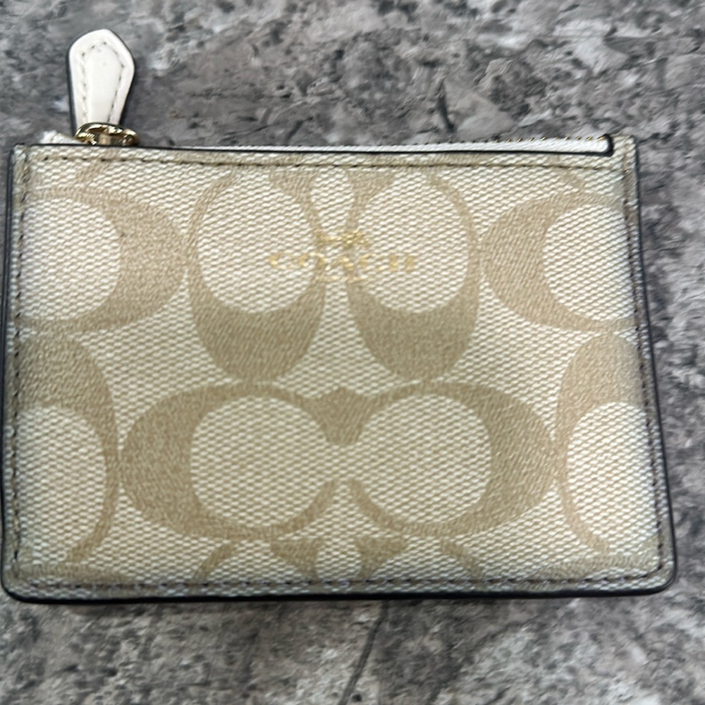 Coach Beige and Cream Monogram Wallet